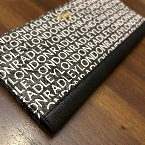 Radley London BiFold Signature Logo Matinee Black White Leather Zip Snap Wallet - Picture 4 of 16